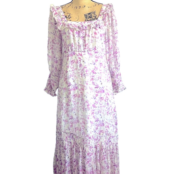 LoveShackFancy pink and lavender floral summer dress